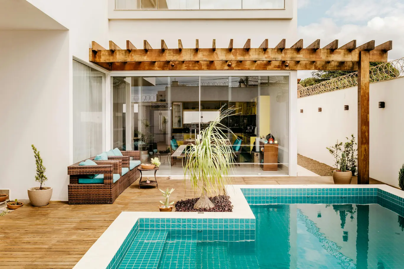 Completed pool renovation with surrounding terrace in Calpe, Costa Blanca